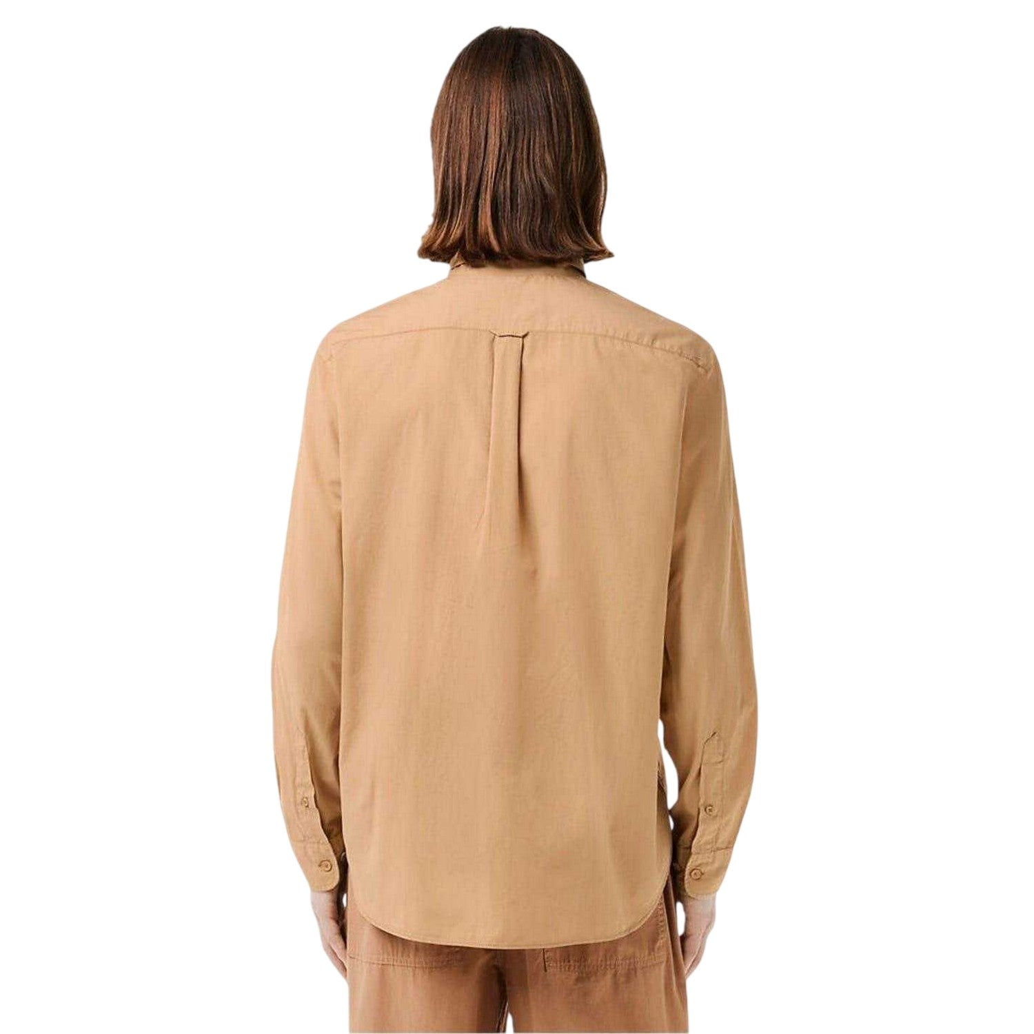 Sand - Back - Lacoste Mens Regular Long-Sleeved Button-Down Shirt