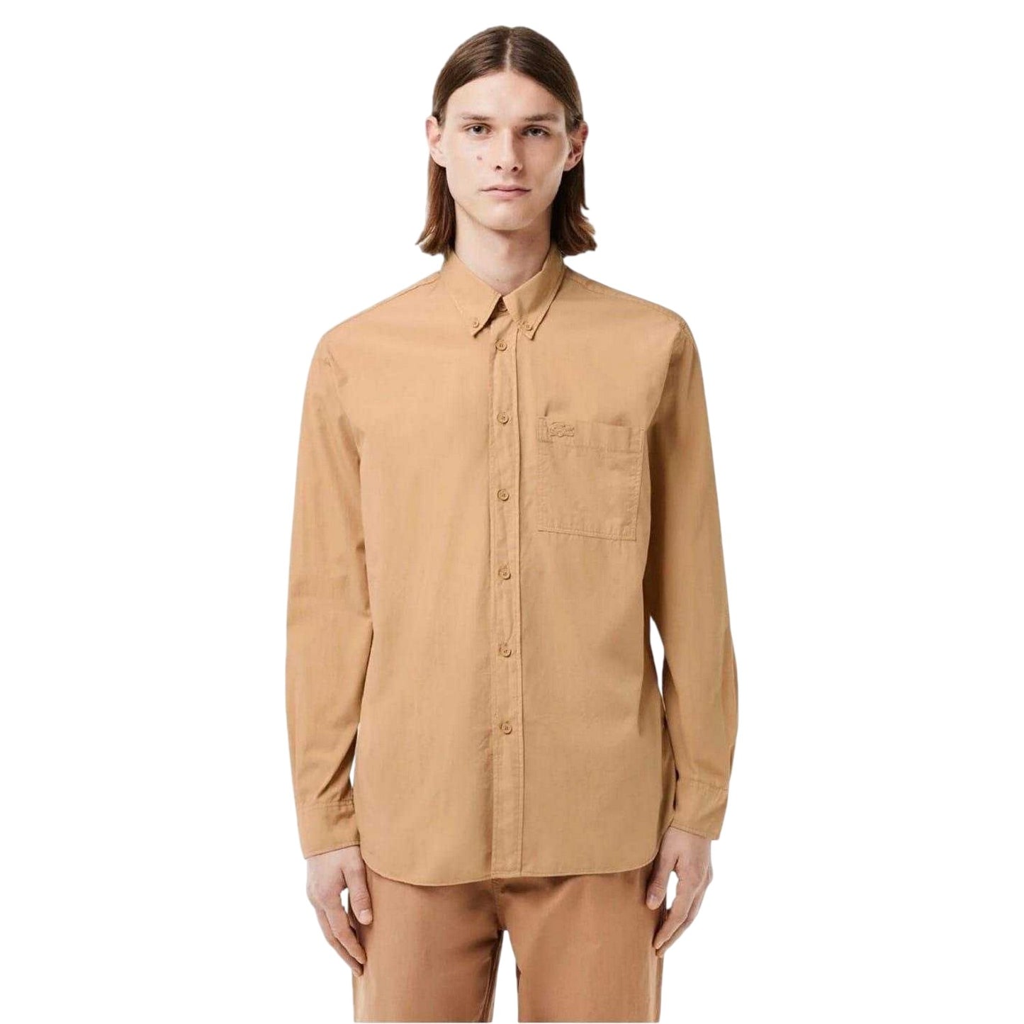 Sand - Lifestyle - Lacoste Mens Regular Long-Sleeved Button-Down Shirt