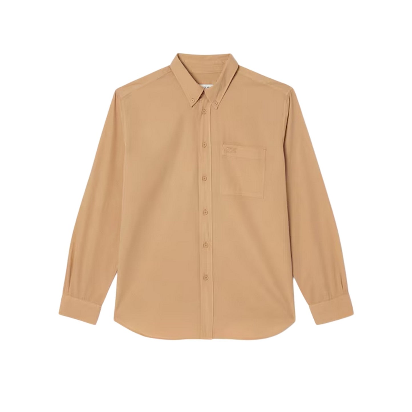Sand - Front - Lacoste Mens Regular Long-Sleeved Button-Down Shirt