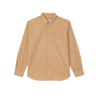 Sand - Front - Lacoste Mens Regular Long-Sleeved Button-Down Shirt