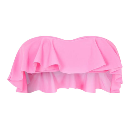 Bright Pink - Front - Brave Soul Womens-Ladies Frill Bandeau Bikini Top