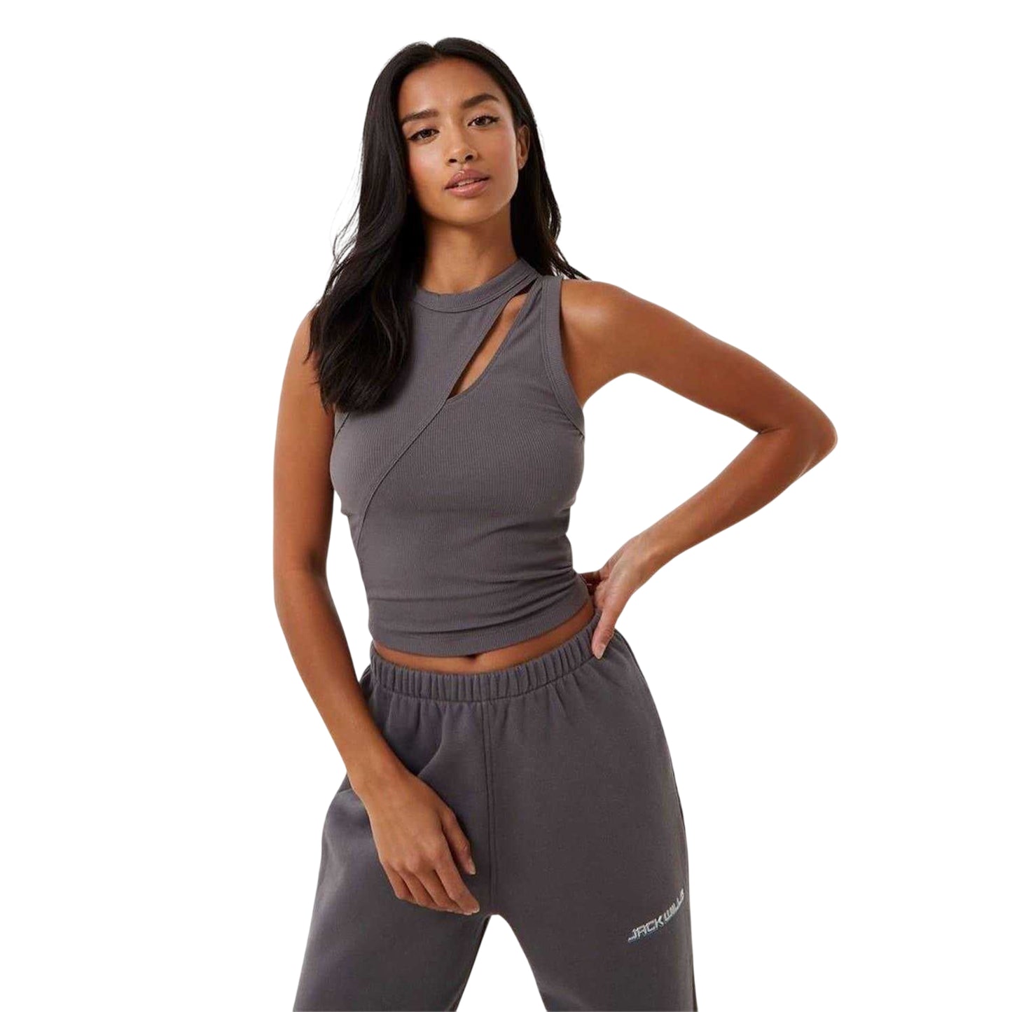 Dark Grey - Front - Jack Wills Womens-Ladies Spliced Tank Top