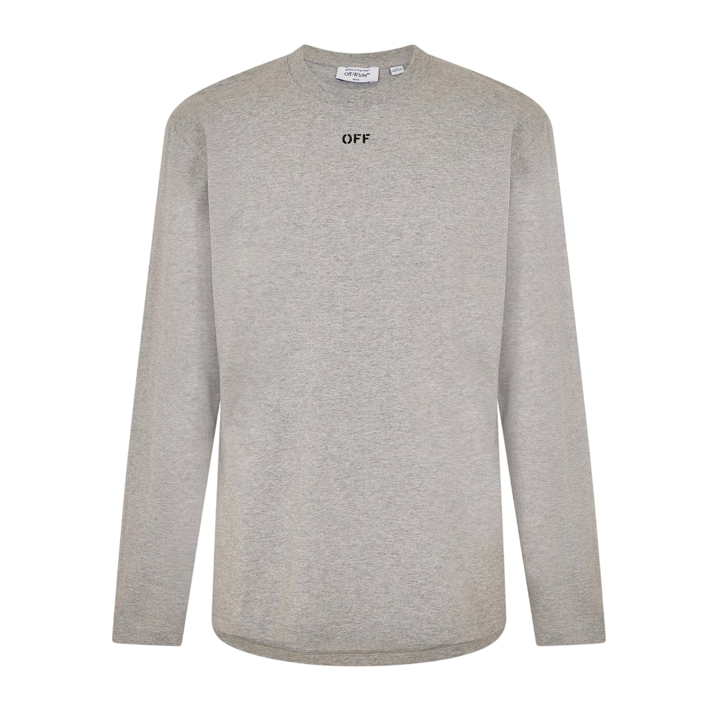 Grey-Black - Front - Off White Mens Crew Neck Regular Long-Sleeved T-Shirt