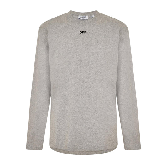 Grey-Black - Front - Off White Mens Crew Neck Regular Long-Sleeved T-Shirt