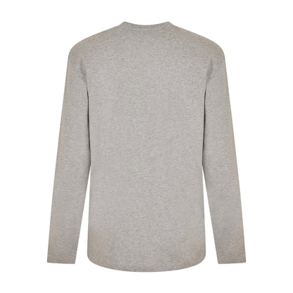 Grey-Black - Back - Off White Mens Crew Neck Regular Long-Sleeved T-Shirt