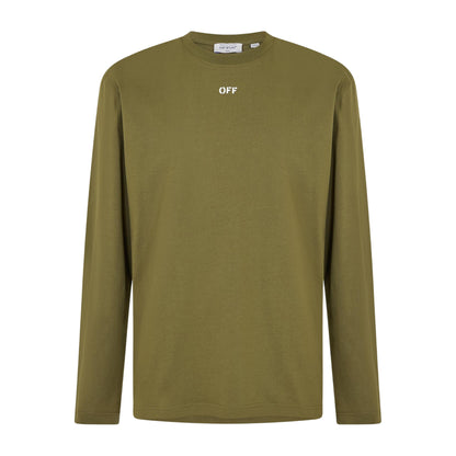 White-Moss - Front - Off White Mens Crew Neck Regular Long-Sleeved T-Shirt