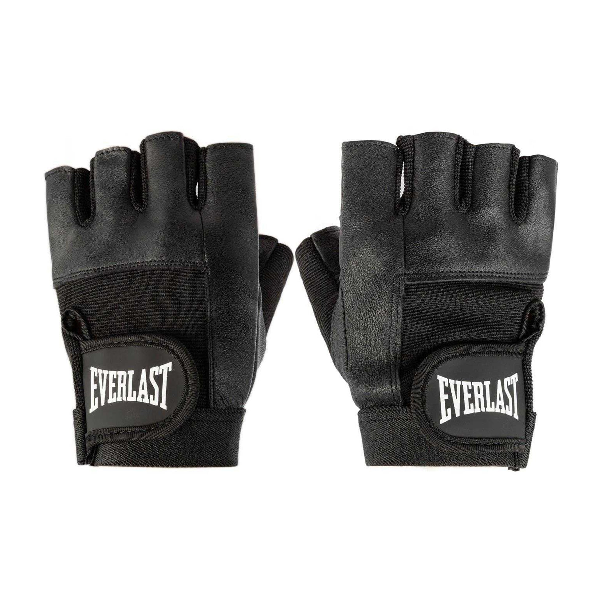 Black - Side - Everlast Leather Fitness Gloves