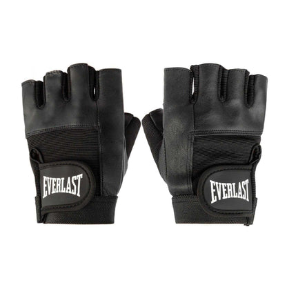 Black - Side - Everlast Leather Fitness Gloves