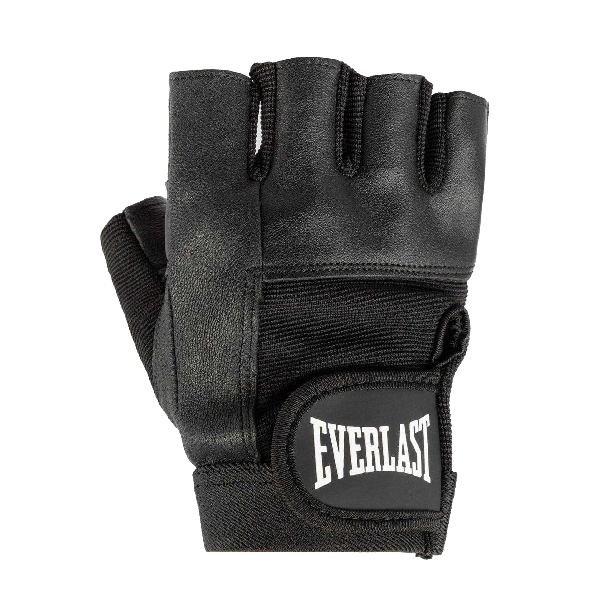 Black - Front - Everlast Leather Fitness Gloves