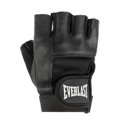 Black - Front - Everlast Leather Fitness Gloves