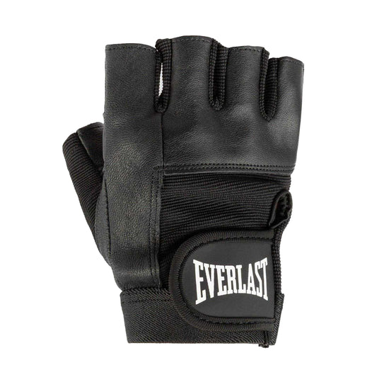 Black - Front - Everlast Leather Fitness Gloves