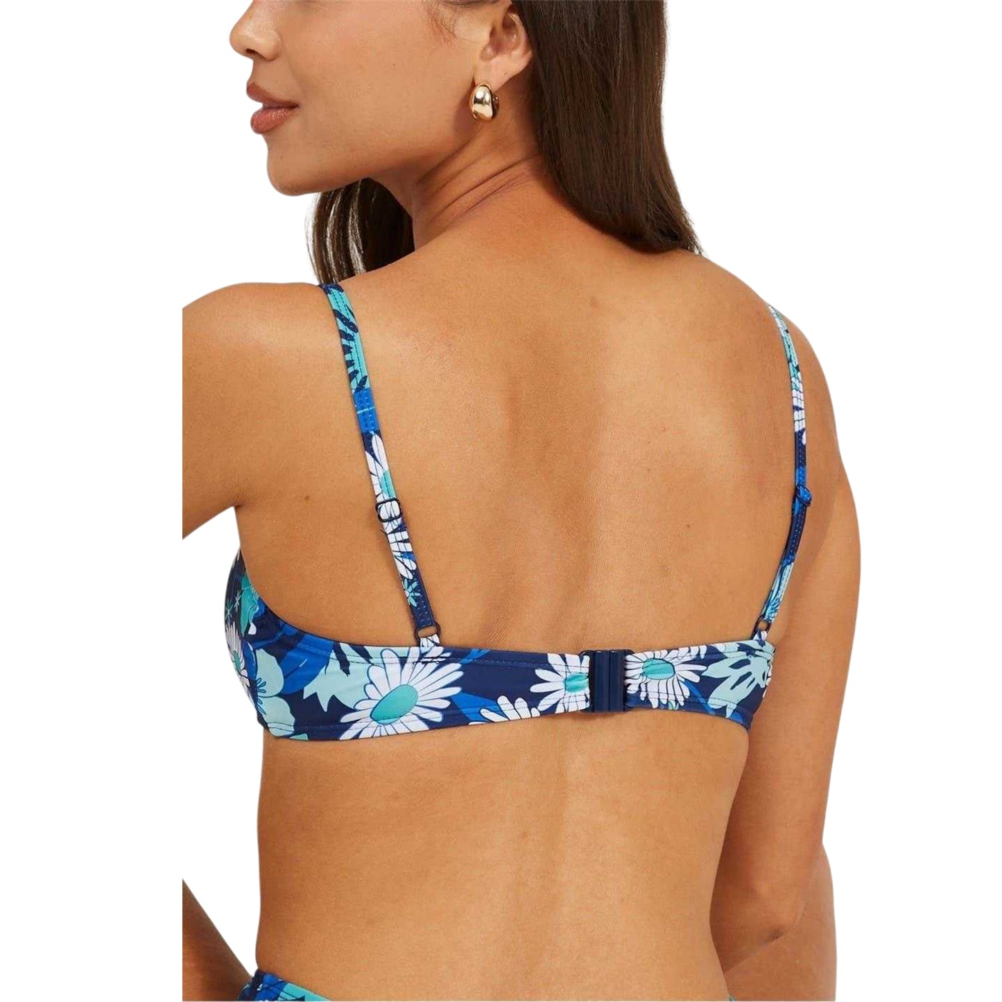 Blue - Back - Brave Soul Womens-Ladies Strappy Square Neck Bikini Top
