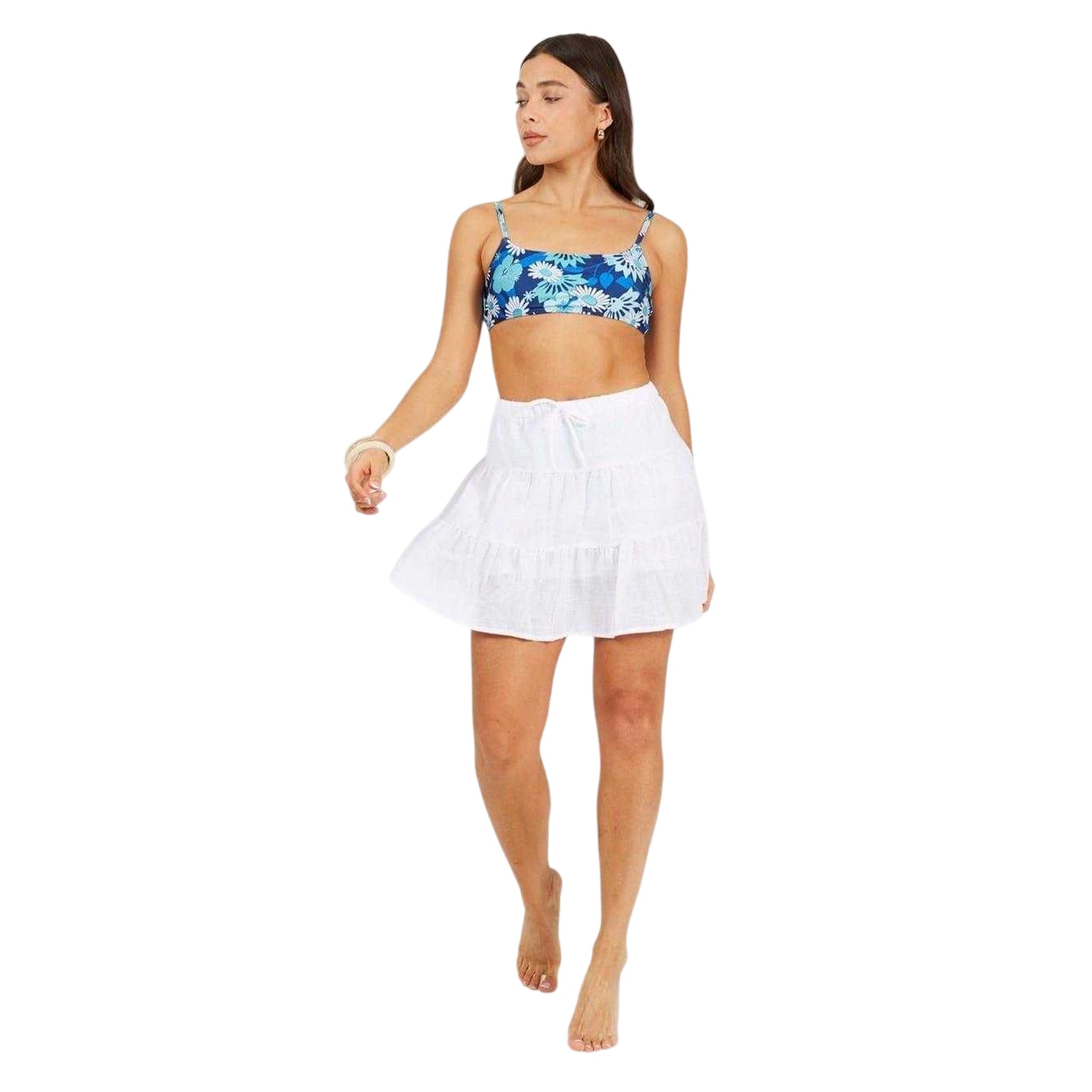 Blue - Side - Brave Soul Womens-Ladies Strappy Square Neck Bikini Top