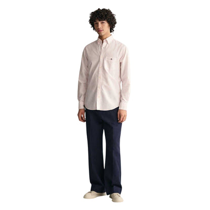 Pale Pink - Side - Gant Mens Classic Stripe Detail Oxford Button-Down Shirt
