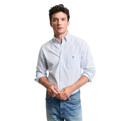 Pale Blue - Front - Gant Mens Classic Stripe Detail Oxford Button-Down Shirt