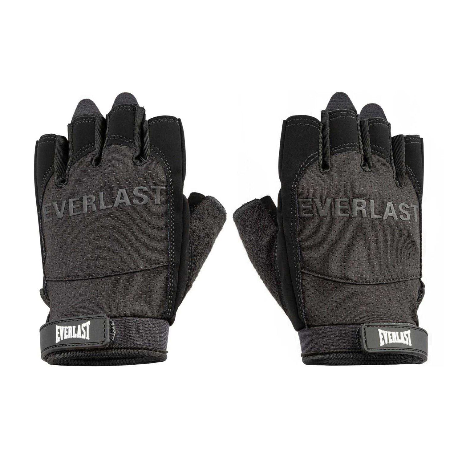 Black - Side - Everlast Mens Nubuck Fitness Training Gloves