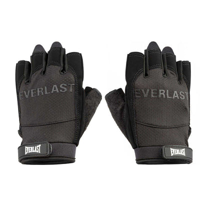 Black - Side - Everlast Mens Nubuck Fitness Training Gloves