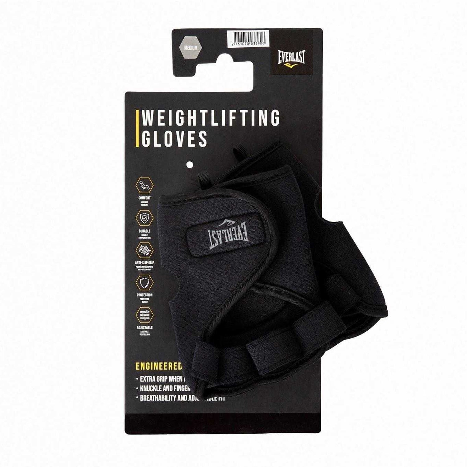 Black - Side - Everlast Unisex Adult Neoprene Weightlifting Gloves
