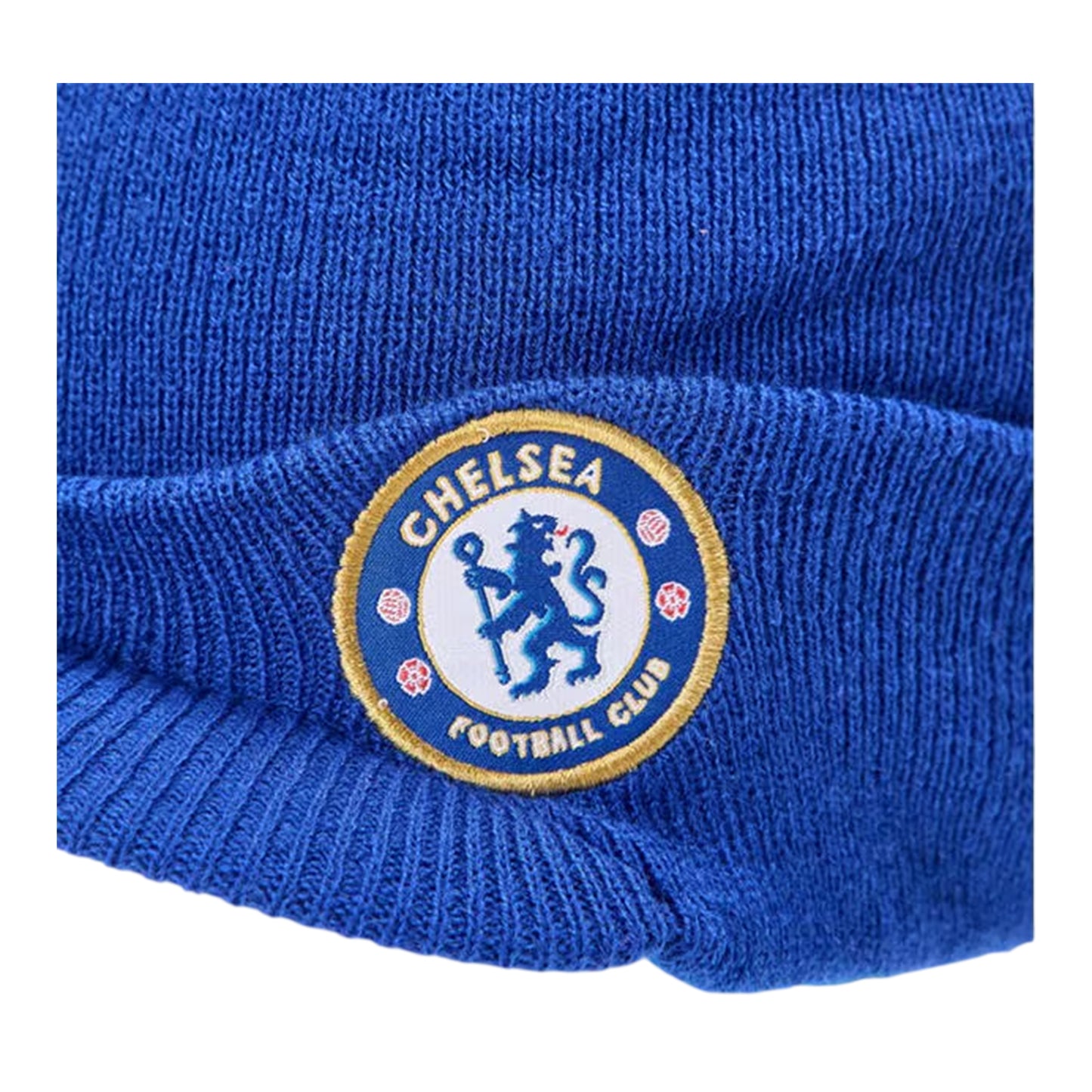 Blue - Side - Chelsea FC Unisex Adult Crest Knitted Fold Up Beanie