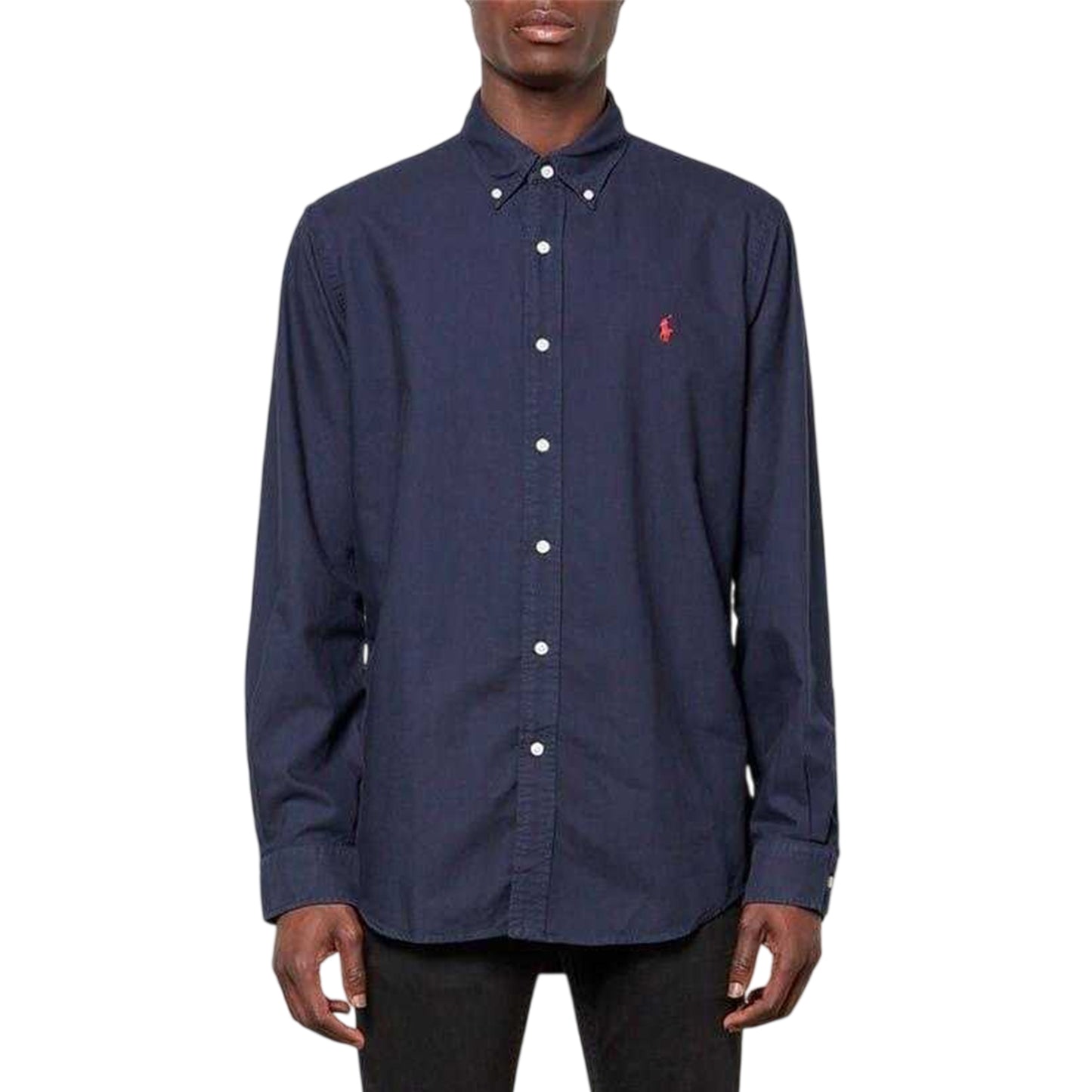 Navy - Front - Ralph Lauren Mens Oxford Long-Sleeved Button-Down Shirt