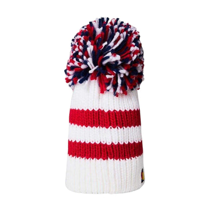 White-Red - Back - England Rugby Unisex Adult Champion 2003 Striped Bobble Hat