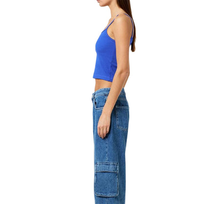Blue - Lifestyle - Champion Womens-Ladies Cotton Blend Slim Spaghetti Strap Tank Top