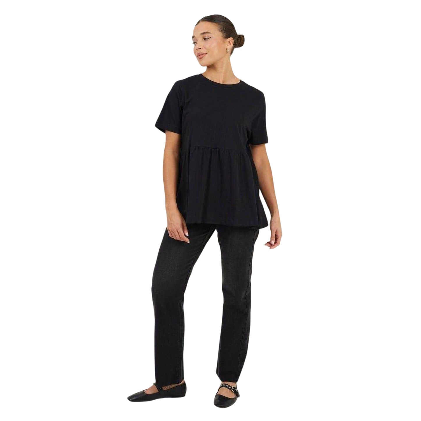 Black - Side - Brave Soul Womens-Ladies Swing Smock Panel T-Shirt Dress
