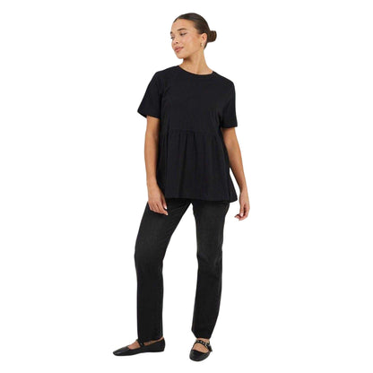 Black - Side - Brave Soul Womens-Ladies Swing Smock Panel T-Shirt Dress