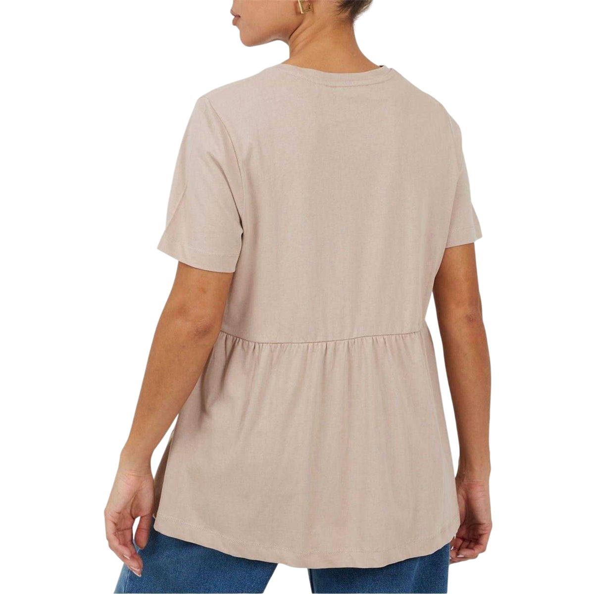 Mushroom - Back - Brave Soul Womens-Ladies Swing Smock Panel T-Shirt Dress