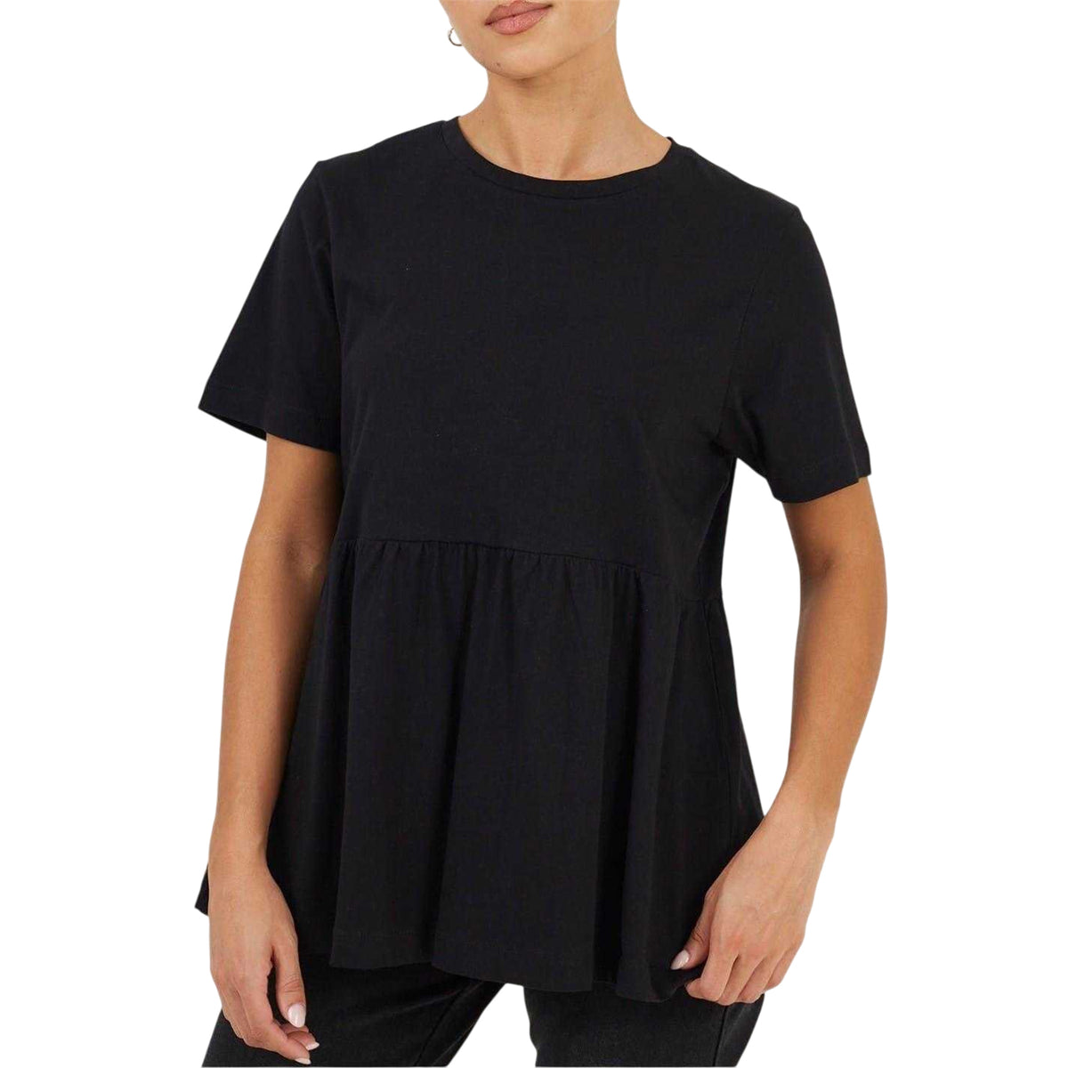 Black - Front - Brave Soul Womens-Ladies Swing Smock Panel T-Shirt Dress