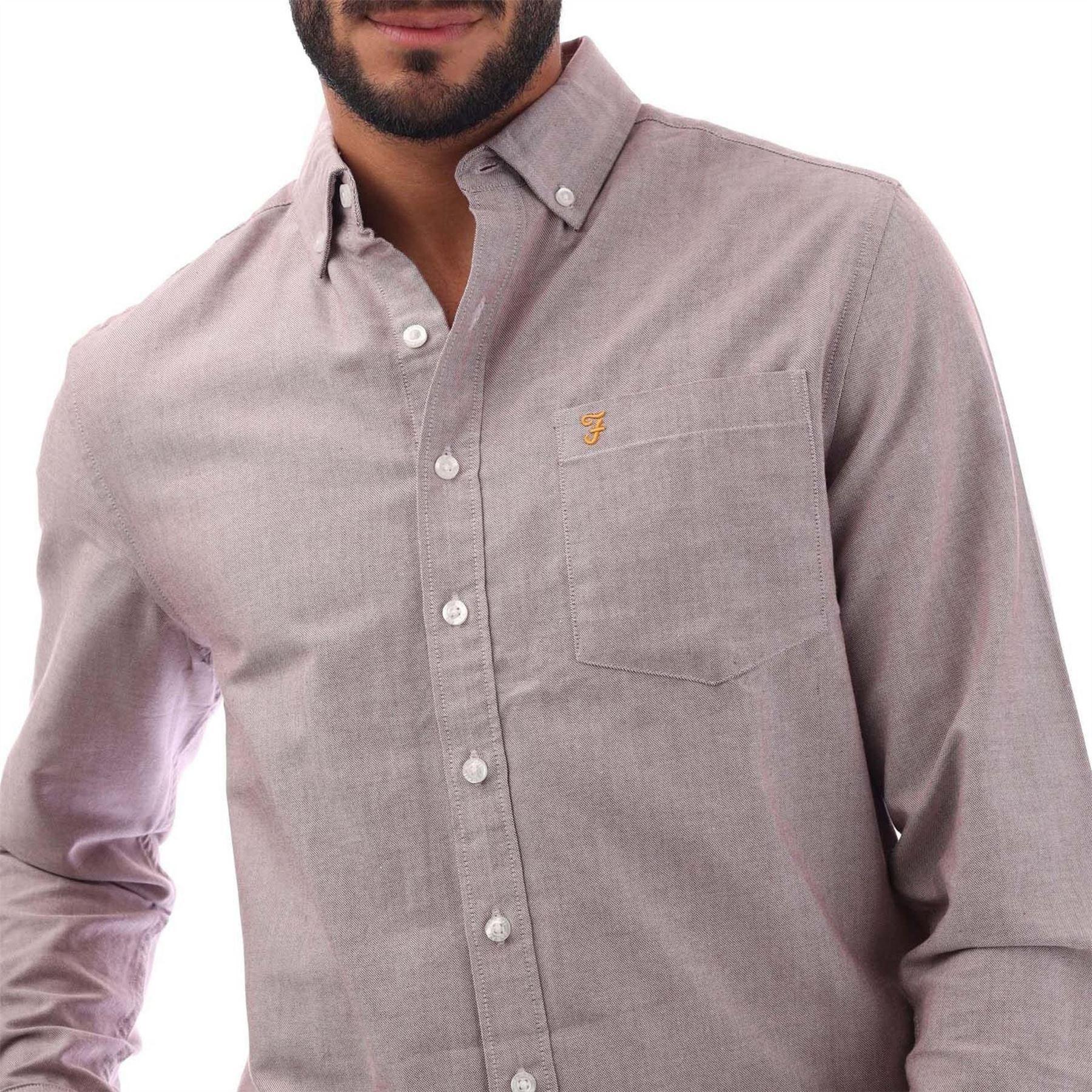Oxblood - Side - Farah Mens Slim Button-Down Shirt