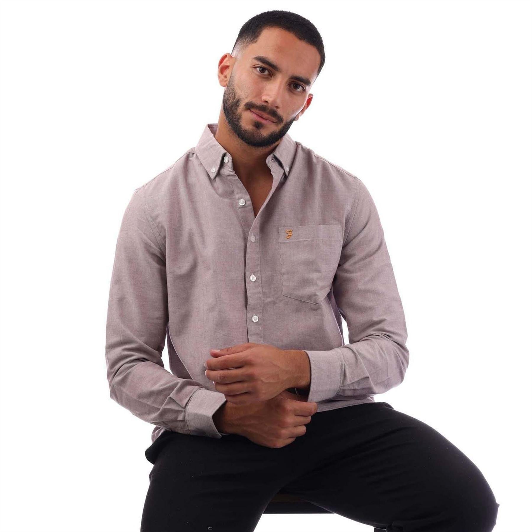 Oxblood - Lifestyle - Farah Mens Slim Button-Down Shirt