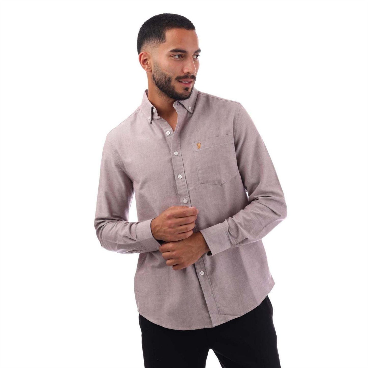 Oxblood - Front - Farah Mens Slim Button-Down Shirt