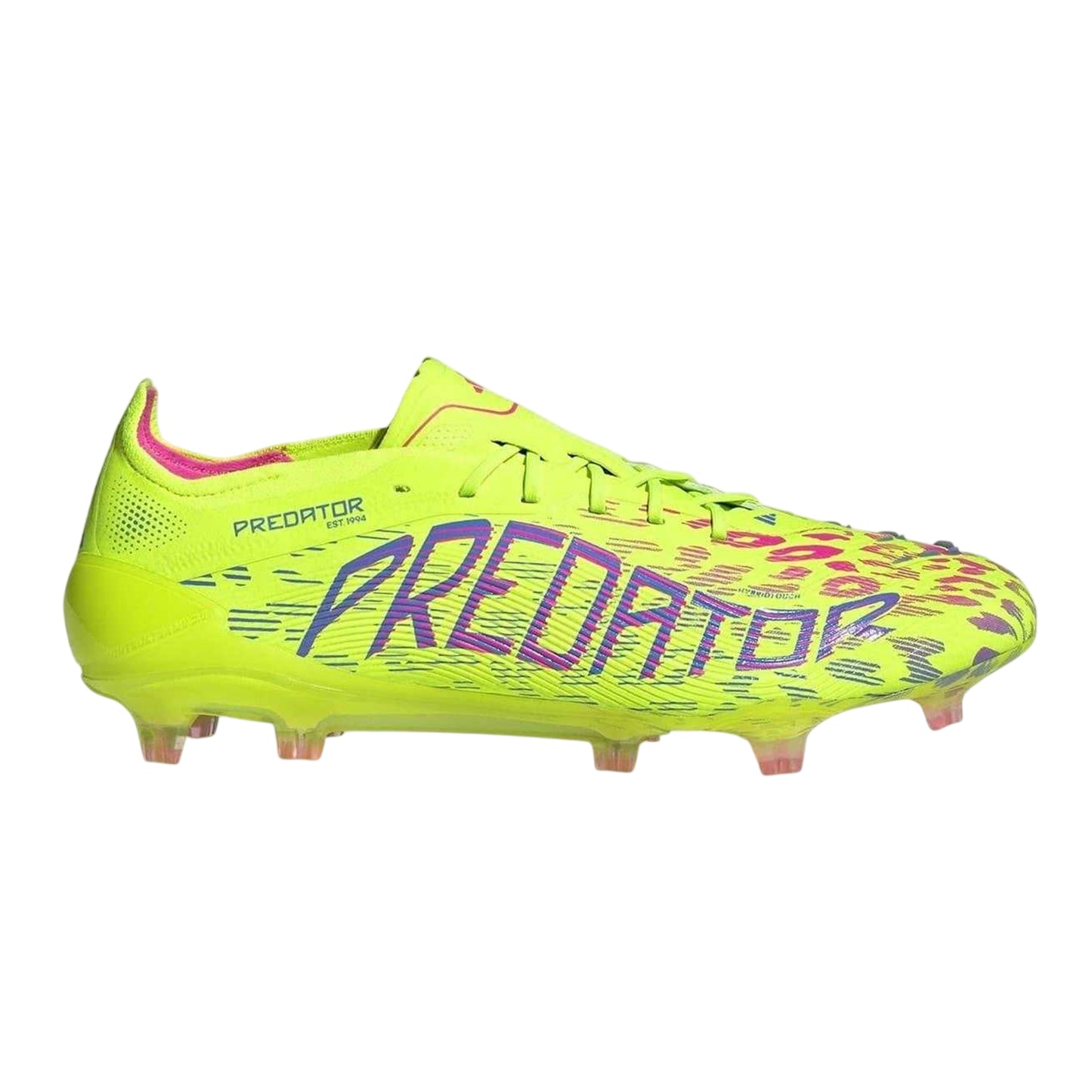 Yellow-Pink - Front - Adidas Mens Predator Elite Firm Ground Football Boots
