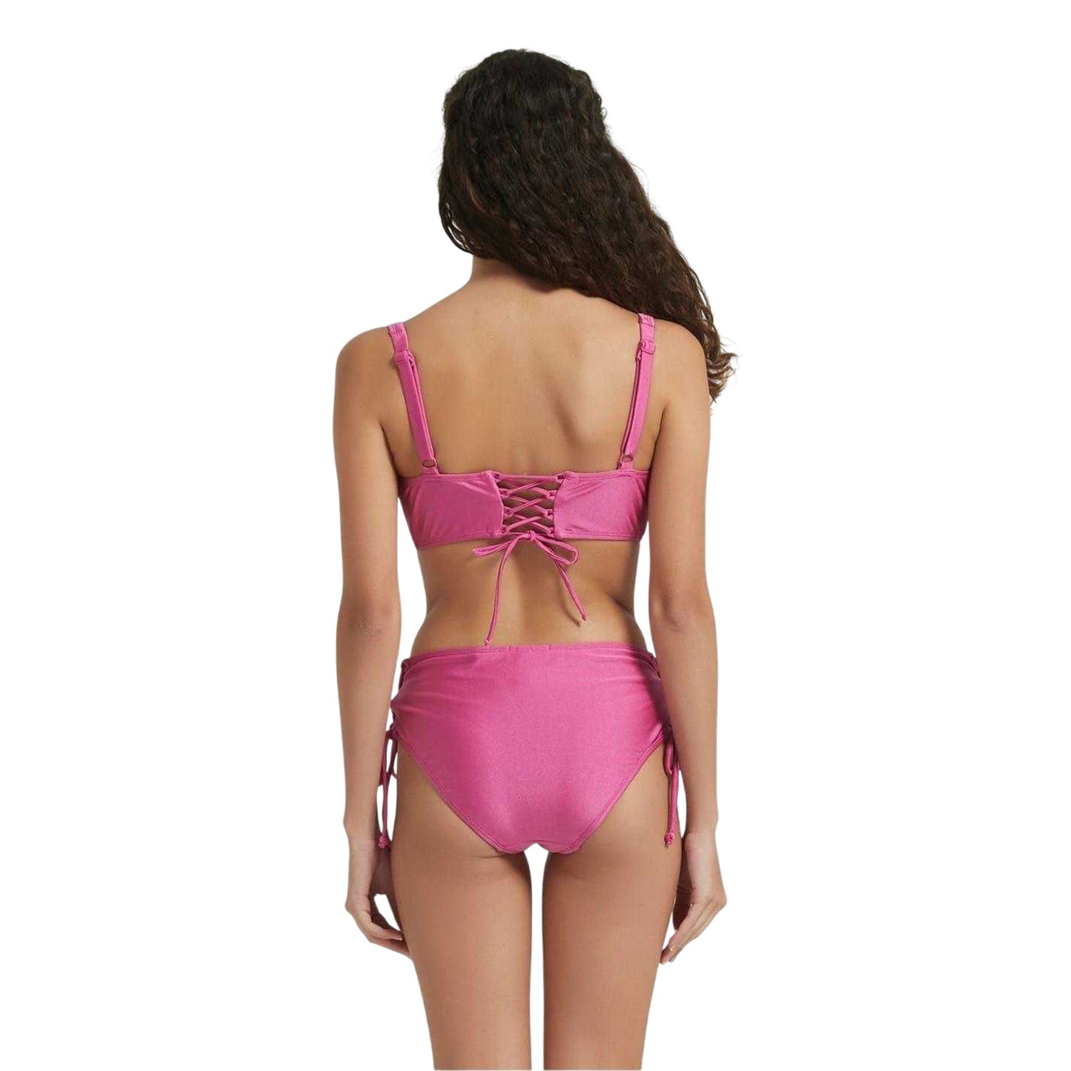 Raspberry - Back - Be You Womens-Ladies Shimmer Plunge Bikini Top