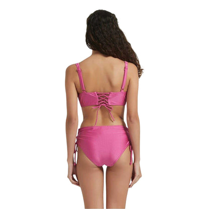 Raspberry - Back - Be You Womens-Ladies Shimmer Plunge Bikini Top
