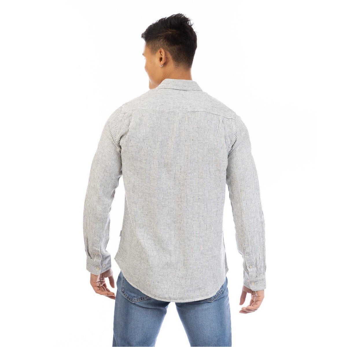 Black-White - Back - Peter Werth Mens Rascoe Collared Long-Sleeved Button-Down Shirt