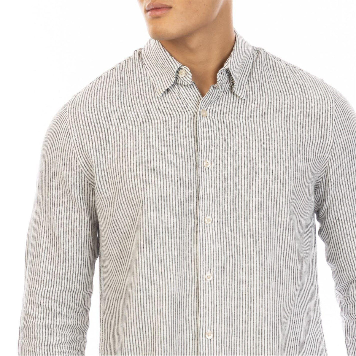 Black-White - Side - Peter Werth Mens Rascoe Collared Long-Sleeved Button-Down Shirt