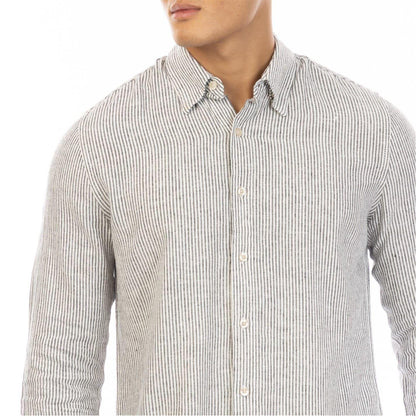 Black-White - Side - Peter Werth Mens Rascoe Collared Long-Sleeved Button-Down Shirt