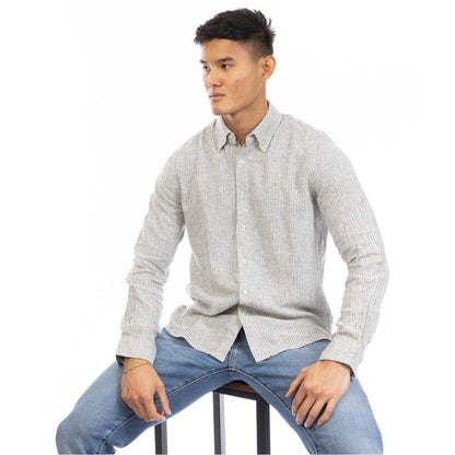 Black-White - Lifestyle - Peter Werth Mens Rascoe Collared Long-Sleeved Button-Down Shirt