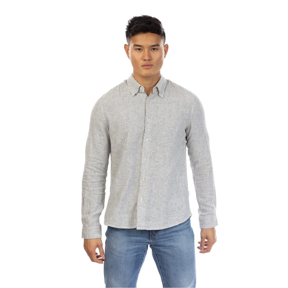 Black-White - Front - Peter Werth Mens Rascoe Collared Long-Sleeved Button-Down Shirt