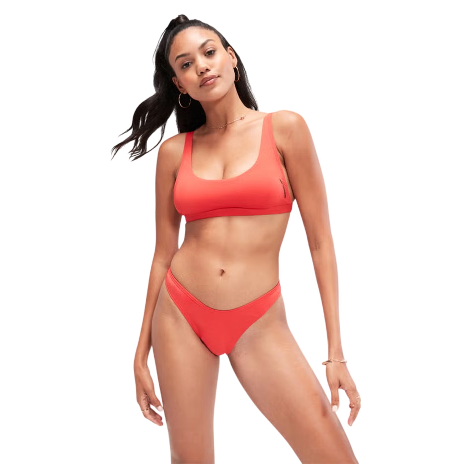 Red - Side - Speedo Womens-Ladies Scoop Neck Bikini Top