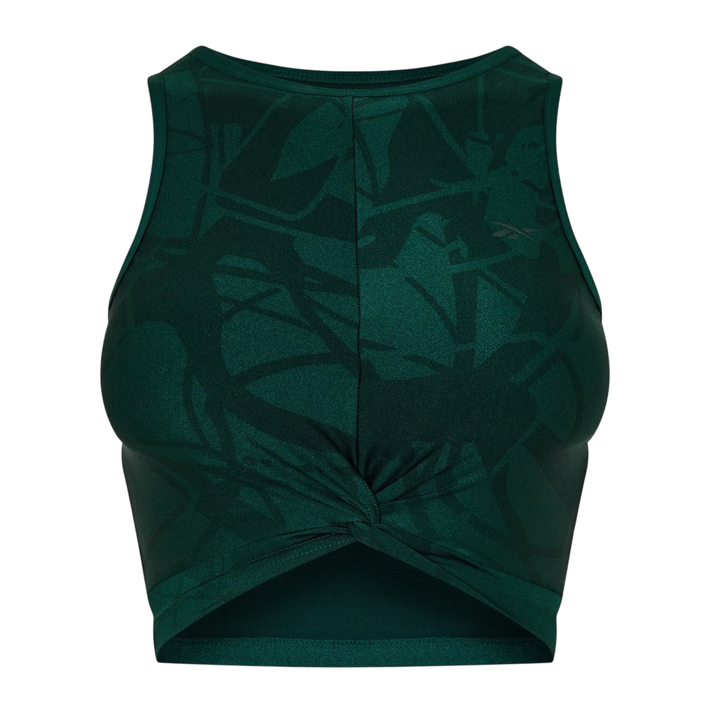 Forest Green - Front - Reebok Womens-Ladies Leaf Print Slim Yoga Tank Top