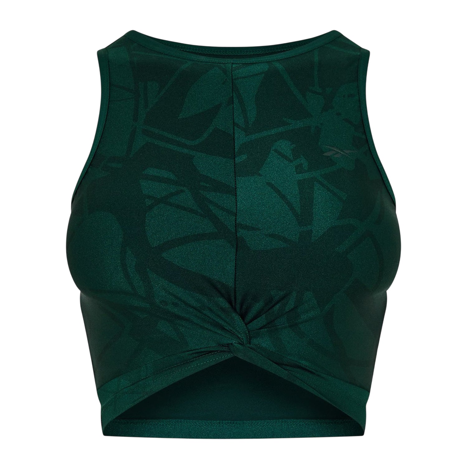Forest Green - Front - Reebok Womens-Ladies Leaf Print Slim Yoga Tank Top