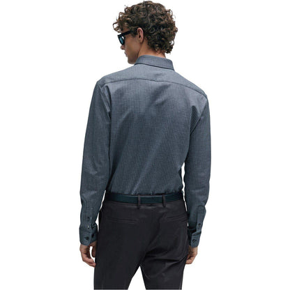 Dark Blue - Back - Hugo Boss Mens Roan Kent Oxford Long-Sleeved Button-Down Shirt