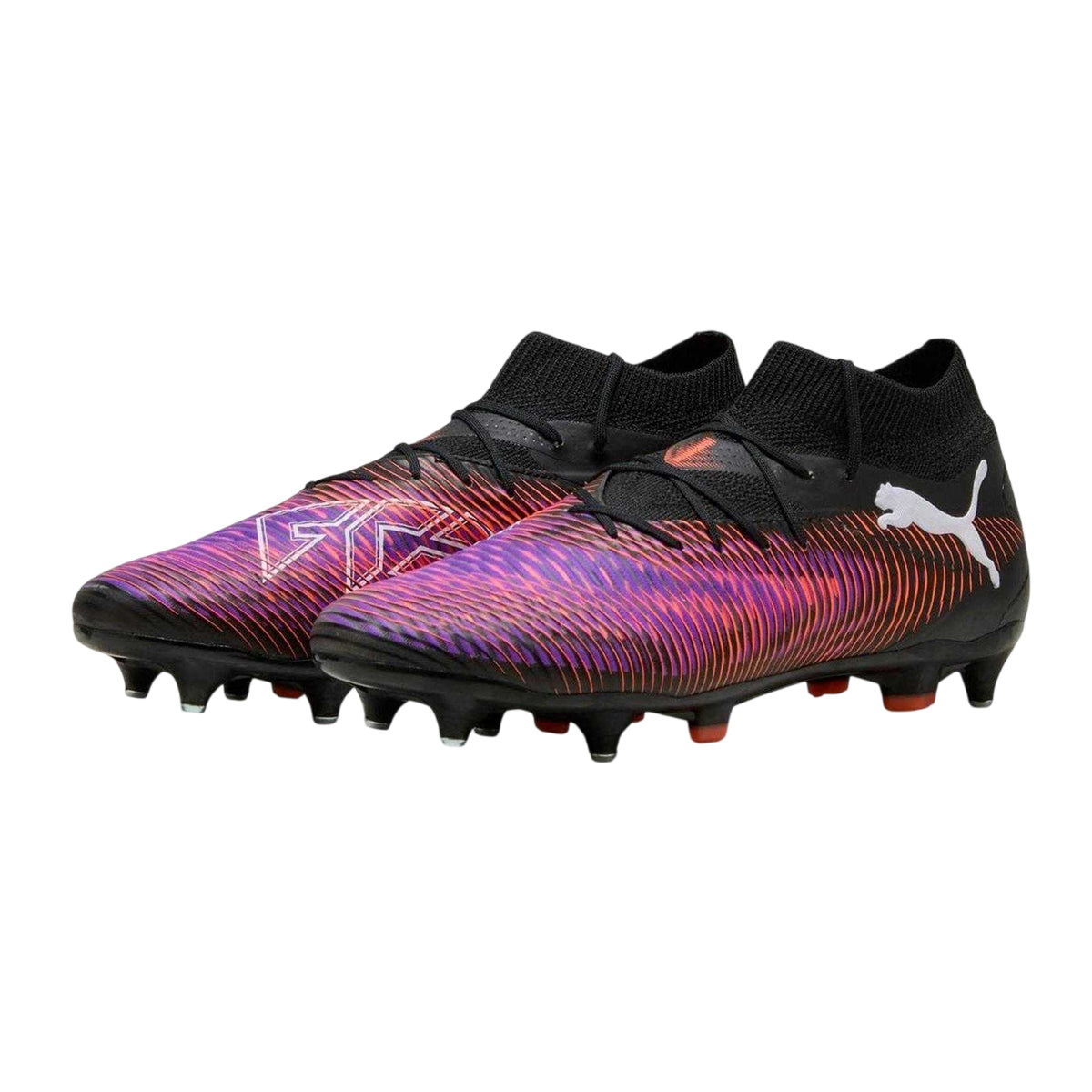 Black - Side - Puma Mens Future 8 Pro Wavy Pattern Knitted Collar Soft Ground Football Boots