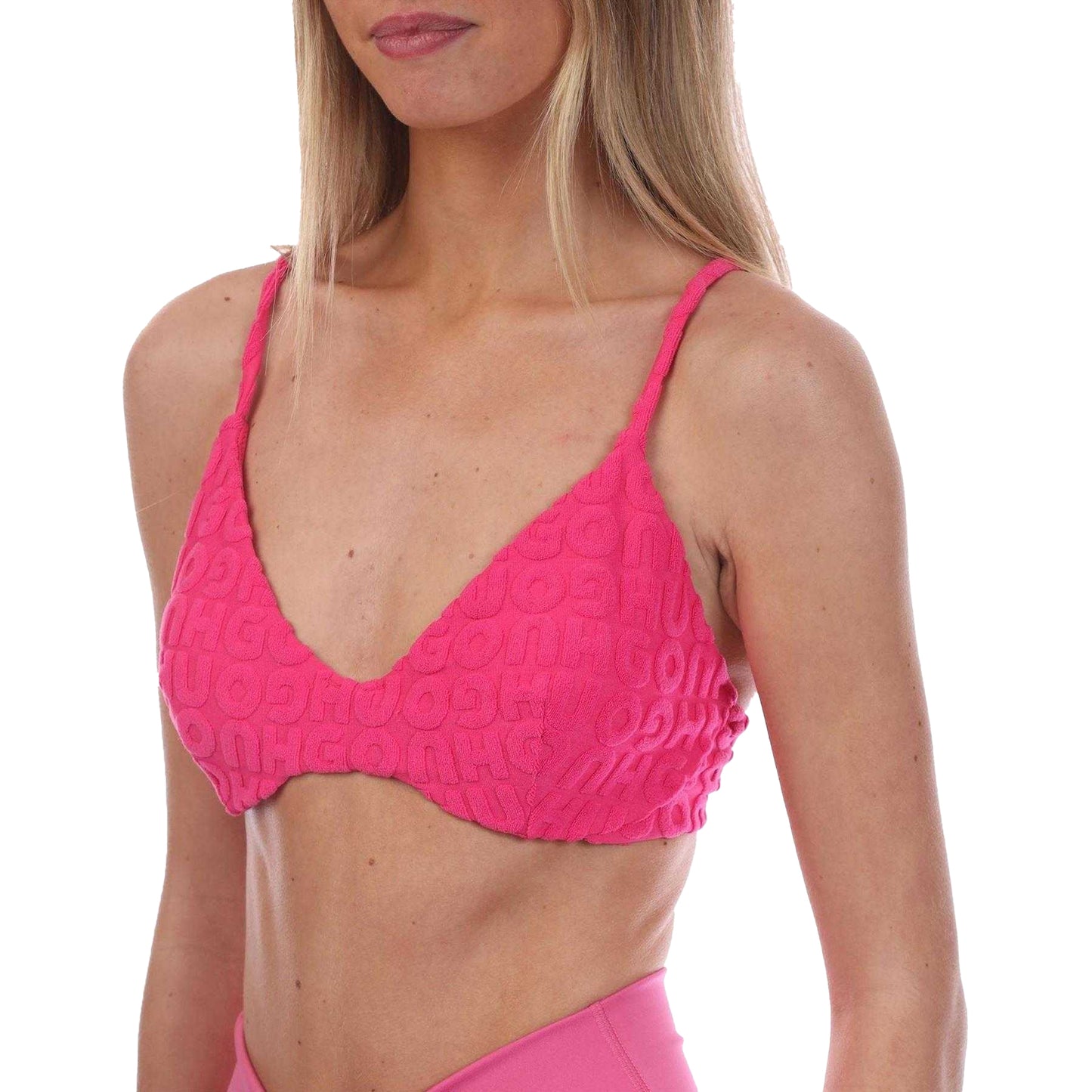 Pink - Side - Hugo Womens-Ladies Triangle Bikini Top
