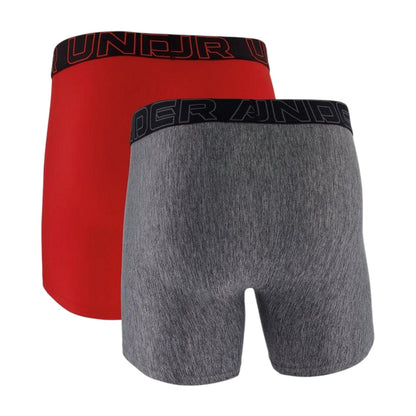Red-Grey Marl - Back - Under Armour Mens Tech Boxer Briefs (Pack of 2)