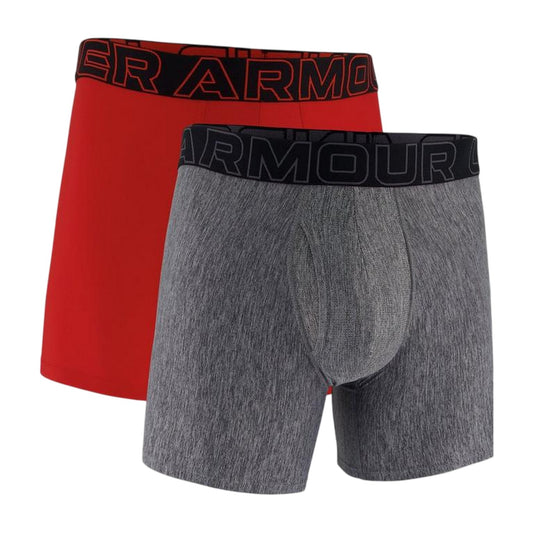 Red-Grey Marl - Front - Under Armour Mens Tech Boxer Briefs (Pack of 2)