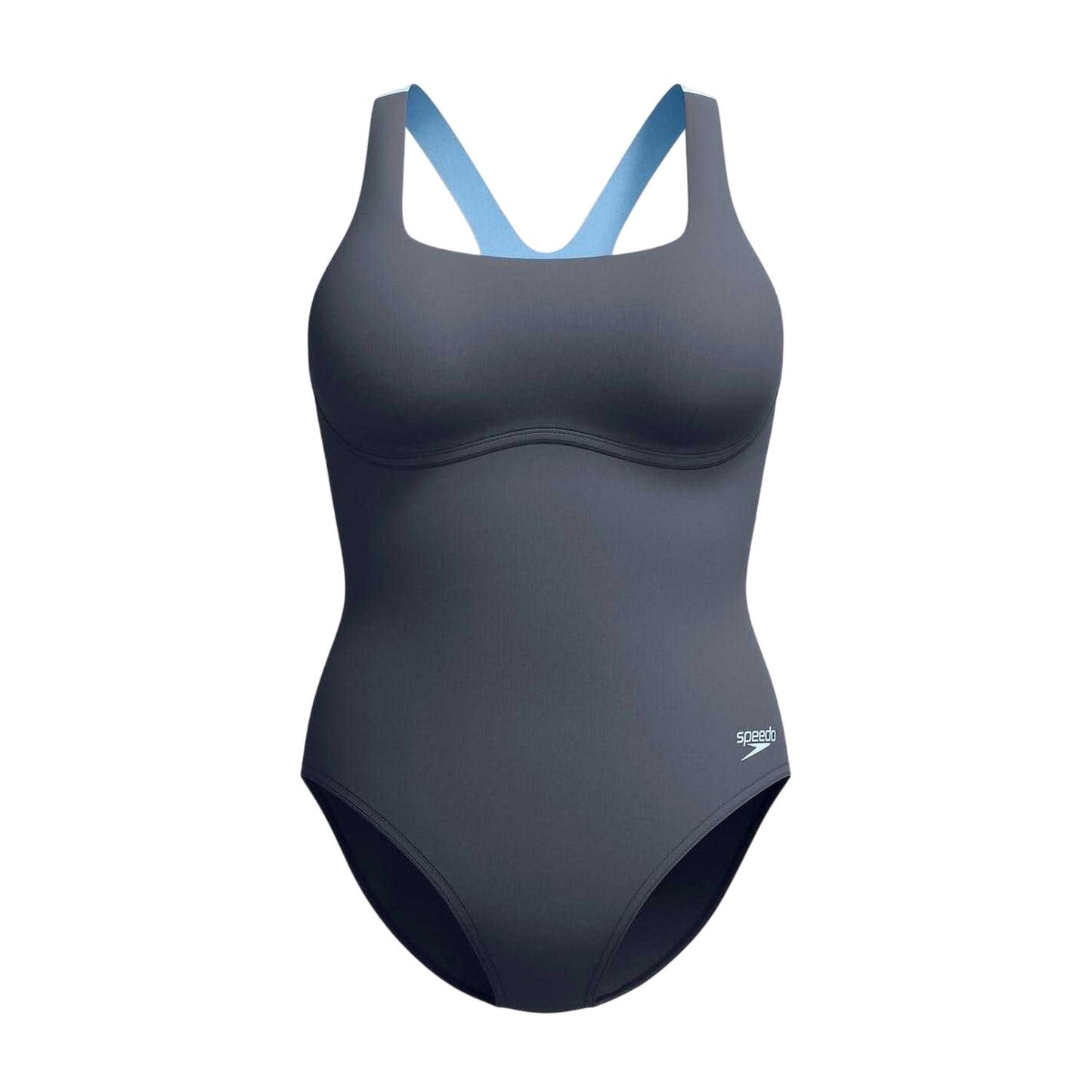 Lead Grey - Front - Speedo Womens-Ladies Square Neck Regular One Piece Swimsuit